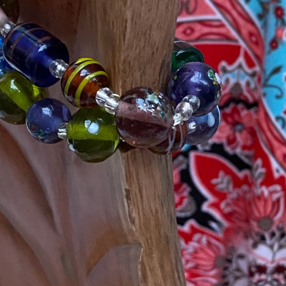 New Handcrafted Recycled Glass Bead Bracelet Set - Picture 3 of 6
